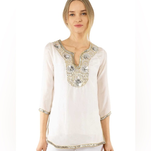 Gretchen Scott Designs Dresses & Skirts - Gretchen Scott Beautiful Silk Beaded Tunic - Starry Night